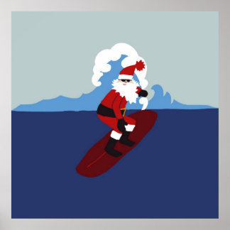 Poster - Surfing Santa!