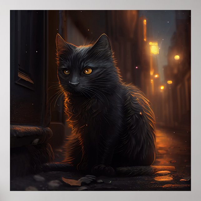 Poster svart katt (Framsidan)