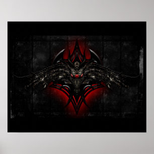 Poster svart och röd dragon