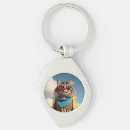 POSTER SWIRL SILVERFÄRGAD NYCKELRING