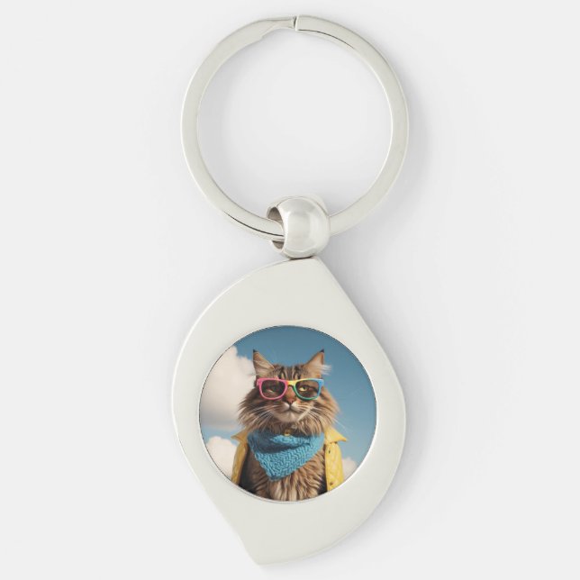 POSTER SWIRL SILVERFÄRGAD NYCKELRING (Framsidan)