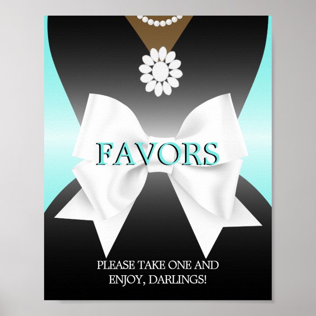 Poster Teal Tiffany Baby Shower Favors-skylt (Framsidan)