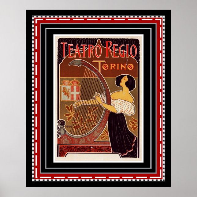 Poster Teatro Regio Torino Art Deco-utskrift (Framsidan)