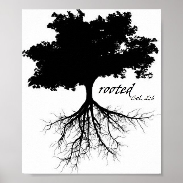 Poster (Träd "rotad" med kol 2:6) (Framsidan)