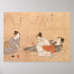 Poster Tre Drunken Women Kiyonag Japansk konst