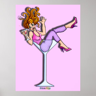 Poster, Trints - Girl in a Martini Glass, Lil Red Poster