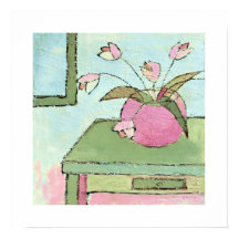 poster tulips on table