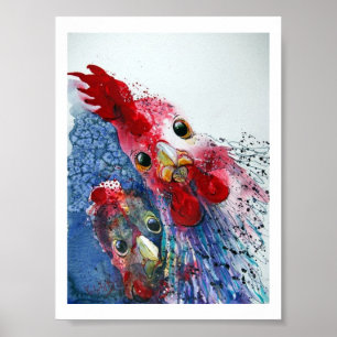 Poster - Tupp och Hen i vattenfärger