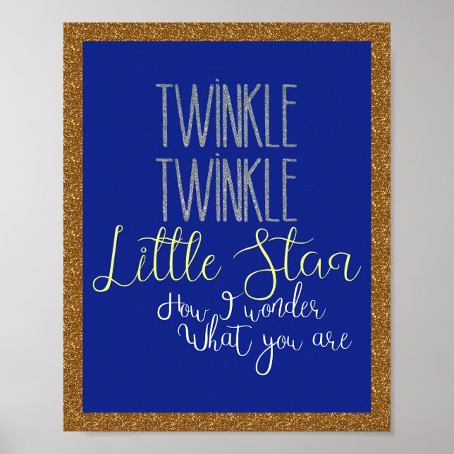 Poster Twinkle Twinkle Little Star Silver och Guld (Framsidan)