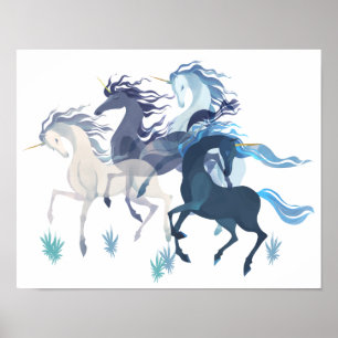 Poster Unicorns som körs