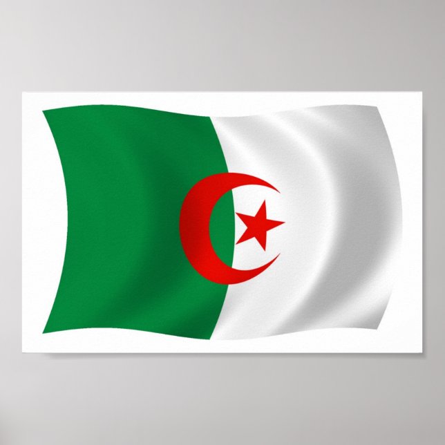 Poster utskrift av Algeriets Flagga (Framsidan)