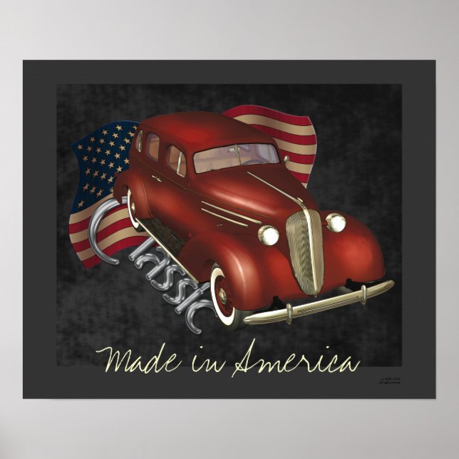 Poster utskrift av amerikansk klassisk bil (Framsidan)