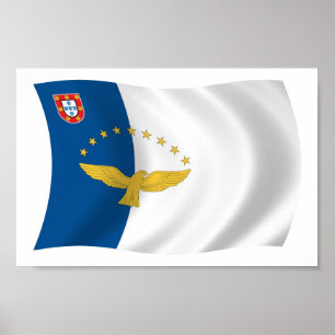 Poster utskrift av Azorerna Flagga