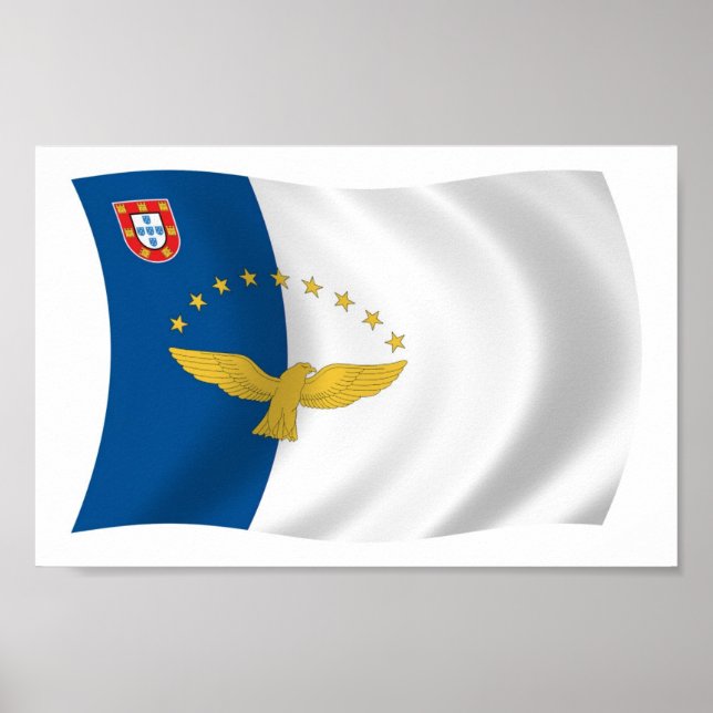 Poster utskrift av Azorerna Flagga (Framsidan)