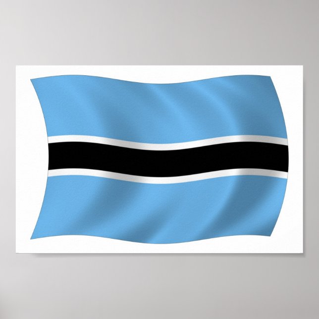 Poster utskrift av Botswana-Flagga (Framsidan)