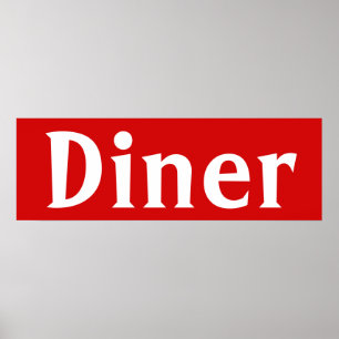 Poster utskrift av Bright Red Middag Art