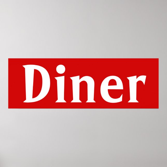 Poster utskrift av Bright Red Middag Art (Framsidan)