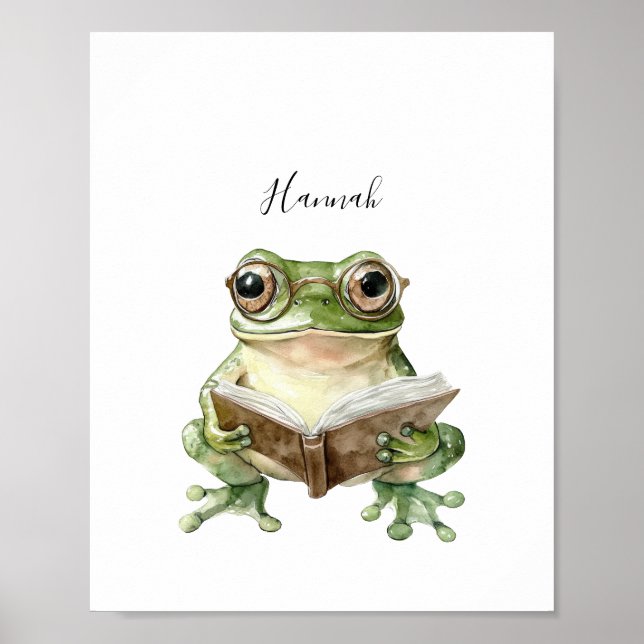 Poster utskrift av Cute Frog-läsning (Framsidan)