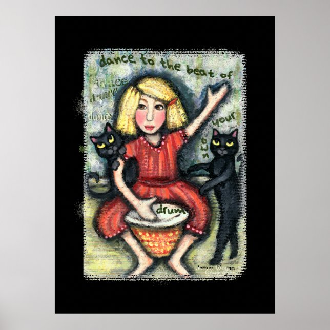 Poster utskrift av Danuta Svarta katter Art  (Framsidan)