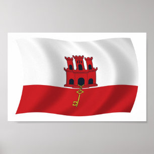 Poster utskrift av Gibraltar Flagga