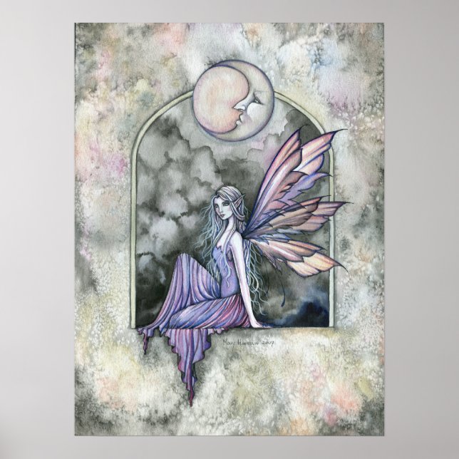 Poster utskrift av Gothic Måne Fairy Art (Framsidan)