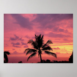 Poster utskrift av gyllene hawaiian Sunset Semi-Gl