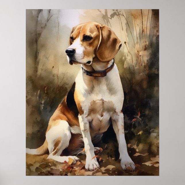 Poster utskrift av Hund i Cute Beagle (Framsidan)