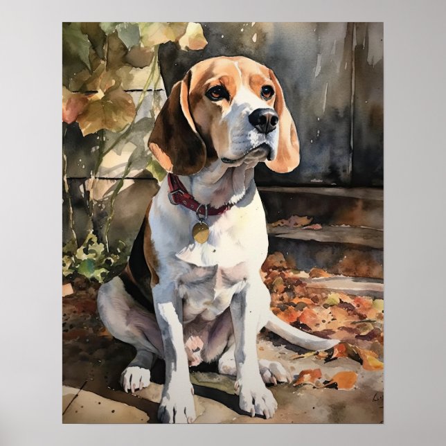 Poster utskrift av Hund i Cute Beagle (Framsidan)