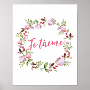 Poster utskrift av JE-blommigt-typografisk offert