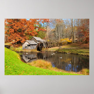 Poster utskrift av Mabry Mill i Dans, VA:s Meadows