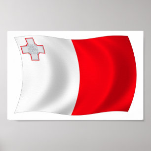 Poster utskrift av Malta-Flagga