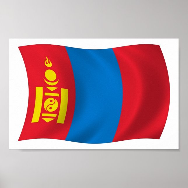 Poster utskrift av Mongoliet-Flagga (Framsidan)
