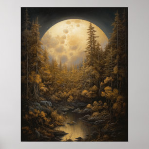 Poster utskrift av moody Gothic Måne Art