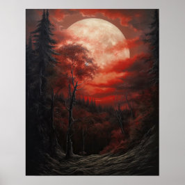 Poster utskrift av moody Gothic Måne Art