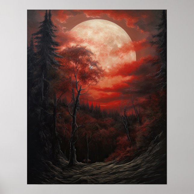 Poster utskrift av moody Gothic Måne Art (Framsidan)