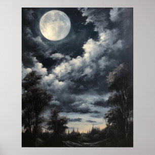 Poster utskrift av moody Gothic Måne Art