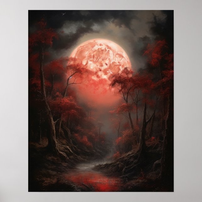 Poster utskrift av moody Gothic Måne Art (Framsidan)
