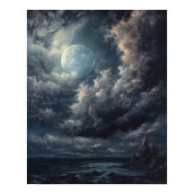 Poster utskrift av moody Gothic Måne Art