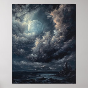 Poster utskrift av moody Gothic Måne Art