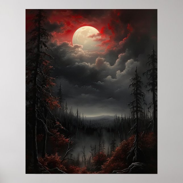 Poster utskrift av moody Gothic Måne Art (Framsidan)