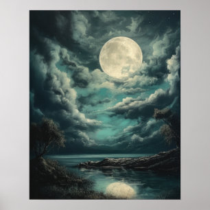 Poster utskrift av moody Gothic Måne Art