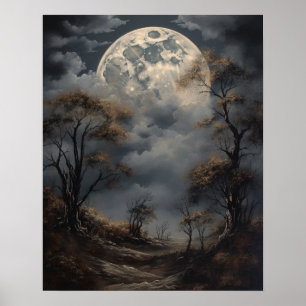 Poster utskrift av moody Gothic Måne Art