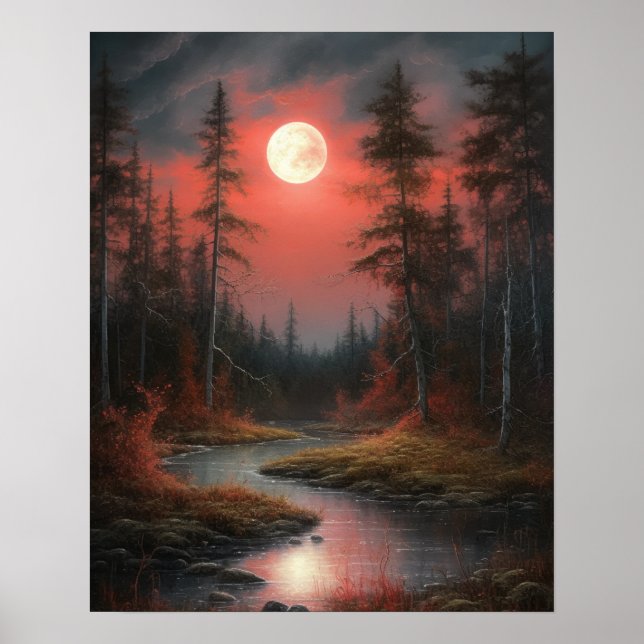 Poster utskrift av moody Gothic Måne Art (Framsidan)