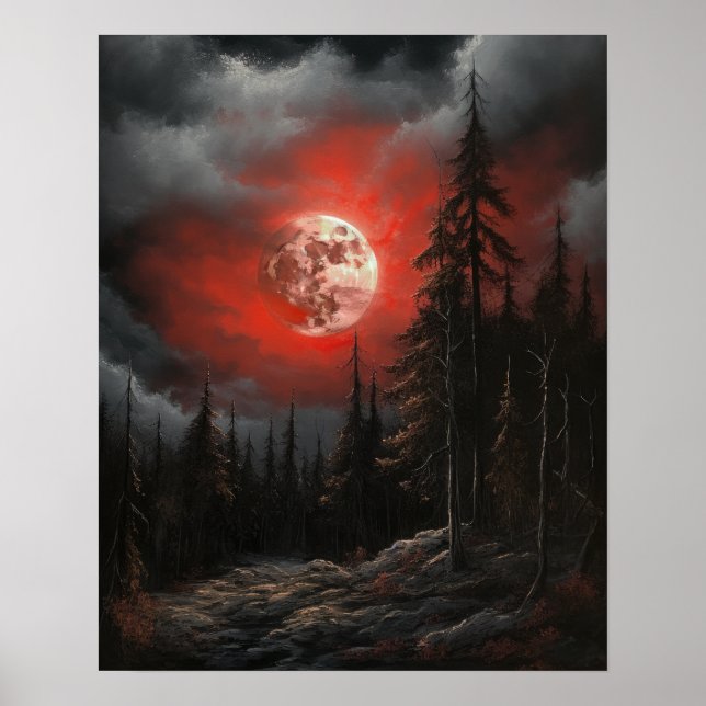 Poster utskrift av moody Gothic Måne Art (Framsidan)