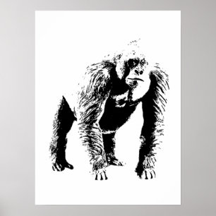Poster utskrift av popup-teckningsgorilla