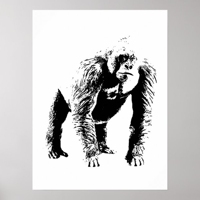 Poster utskrift av popup-teckningsgorilla (Framsidan)