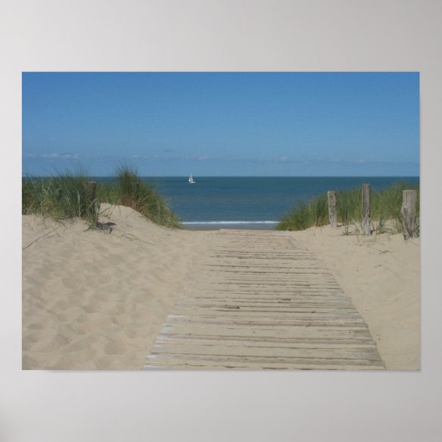 Poster utskrift av Sand Dunes Beach Wave Boat Phot (Framsidan)