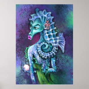 Poster utskrift av Seahorse Dam Fantasy - måla