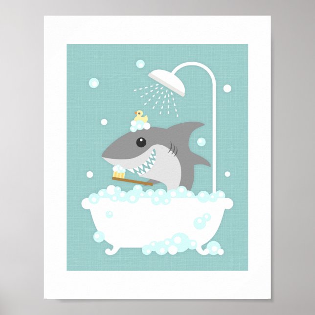 Poster utskrift av Shark Bubble Bath (Framsidan)