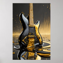 Poster utskrift av smälter metallisk Guld & svart